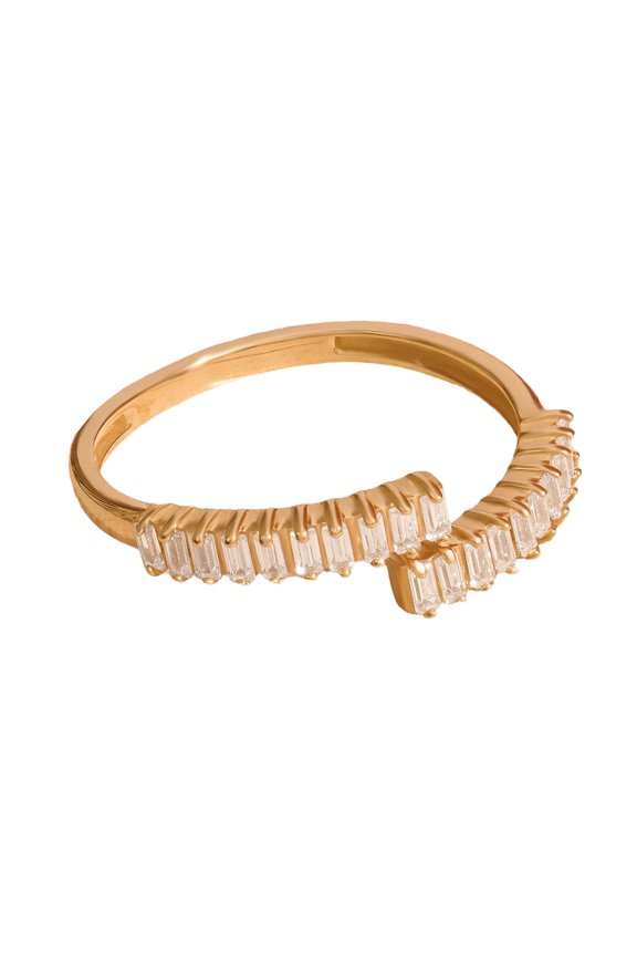 Sterling silver baguette cut cubic zirconia open style stacking ring