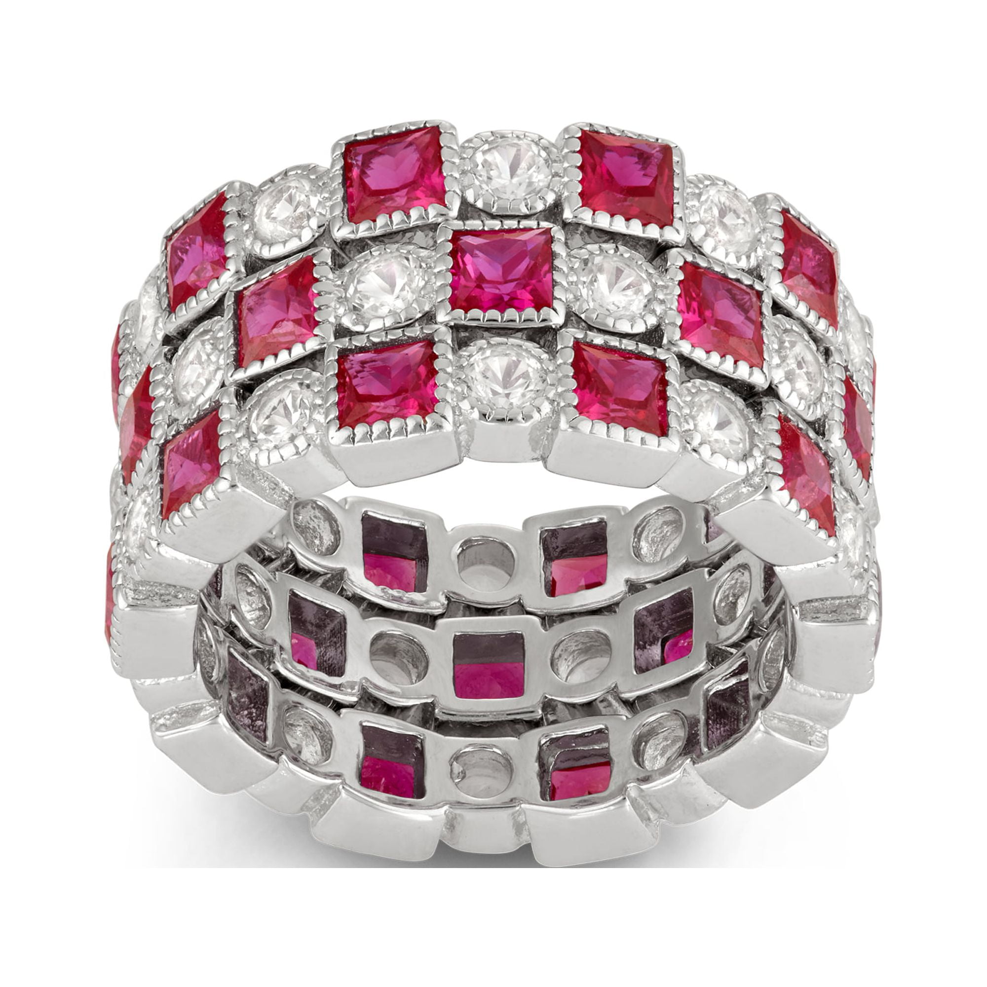 Sterling silver cr ruby ring