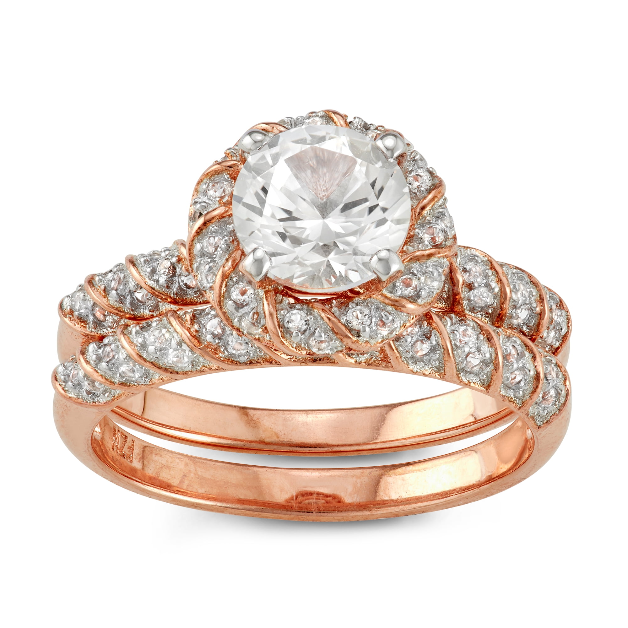 Sterling silver cr white sapphire bridal set