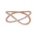 thumbnail image 1 of Sterling silver crisscross style pave set cubic zirconia minimalist stacking ring, 1 of 6