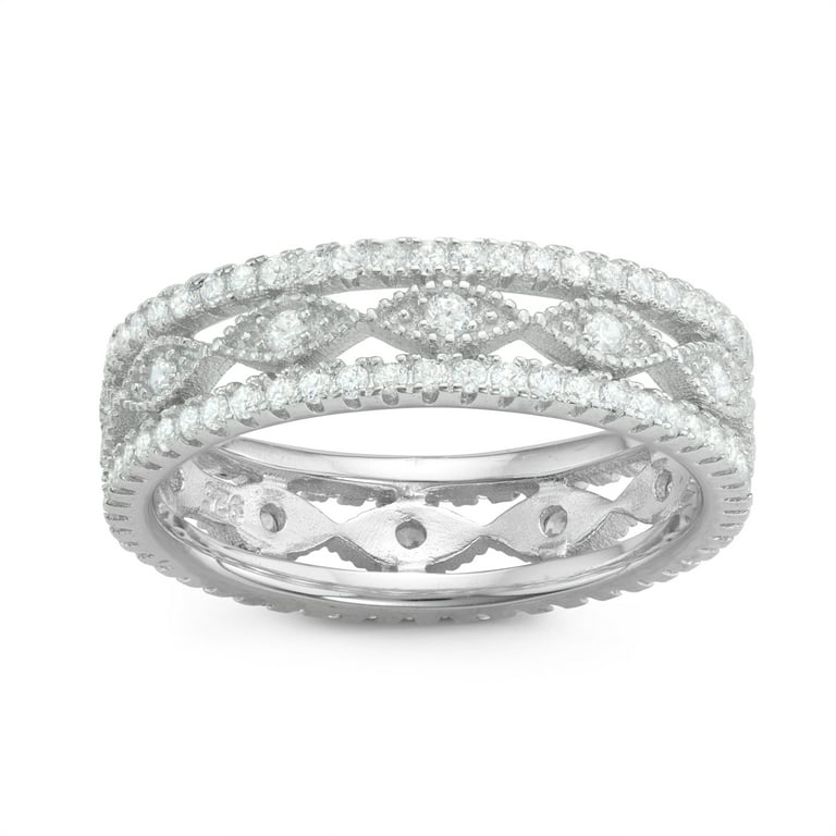 Sterling silver cz filigree band - Walmart.com