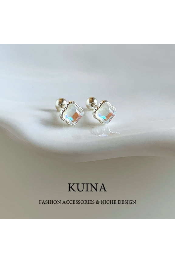 Sterling silver earrings female sleeping no pick to raise the ear hole earrings screw screw edge silver earrings niche versatile earrings