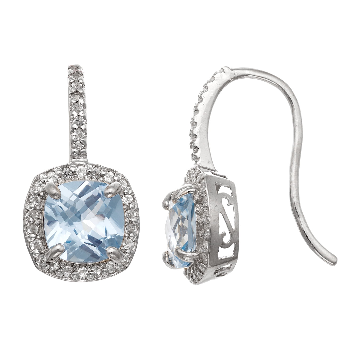 Sterling silver gemstone fishhook earrings
