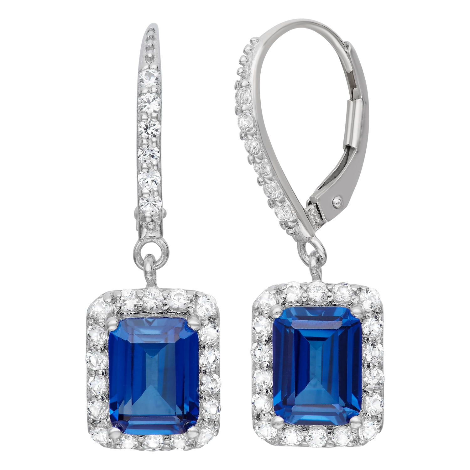 Sterling silver gemstone leverback earrings