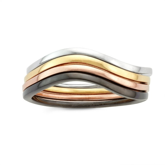 Sterling silver high polish wave stack ring
