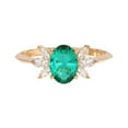 thumbnail image 1 of Sterling silver lab created emerald & marquise cut cubic zirconia ring, 1 of 7