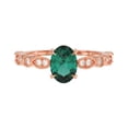 thumbnail image 1 of Sterling silver lab created emerald & milgrain set cubic zirconia ring, 1 of 6