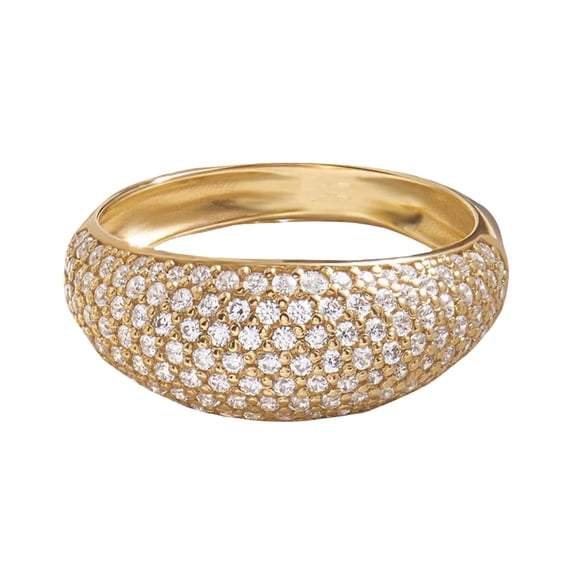 Sterling silver pave set cubic zirconia chunky dome style ring