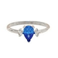 thumbnail image 1 of Sterling silver pear cut lab created blue sapphire & cubic zirconia ring, 1 of 5