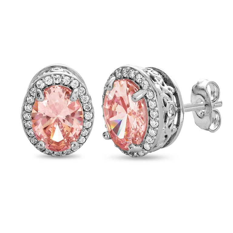 Oval Pink Morganite Stud Earrings Rose Gold-plated Sterling Silver Oval Pink Morganite Stud Earrings Rose Gold-plated Sterling Silver