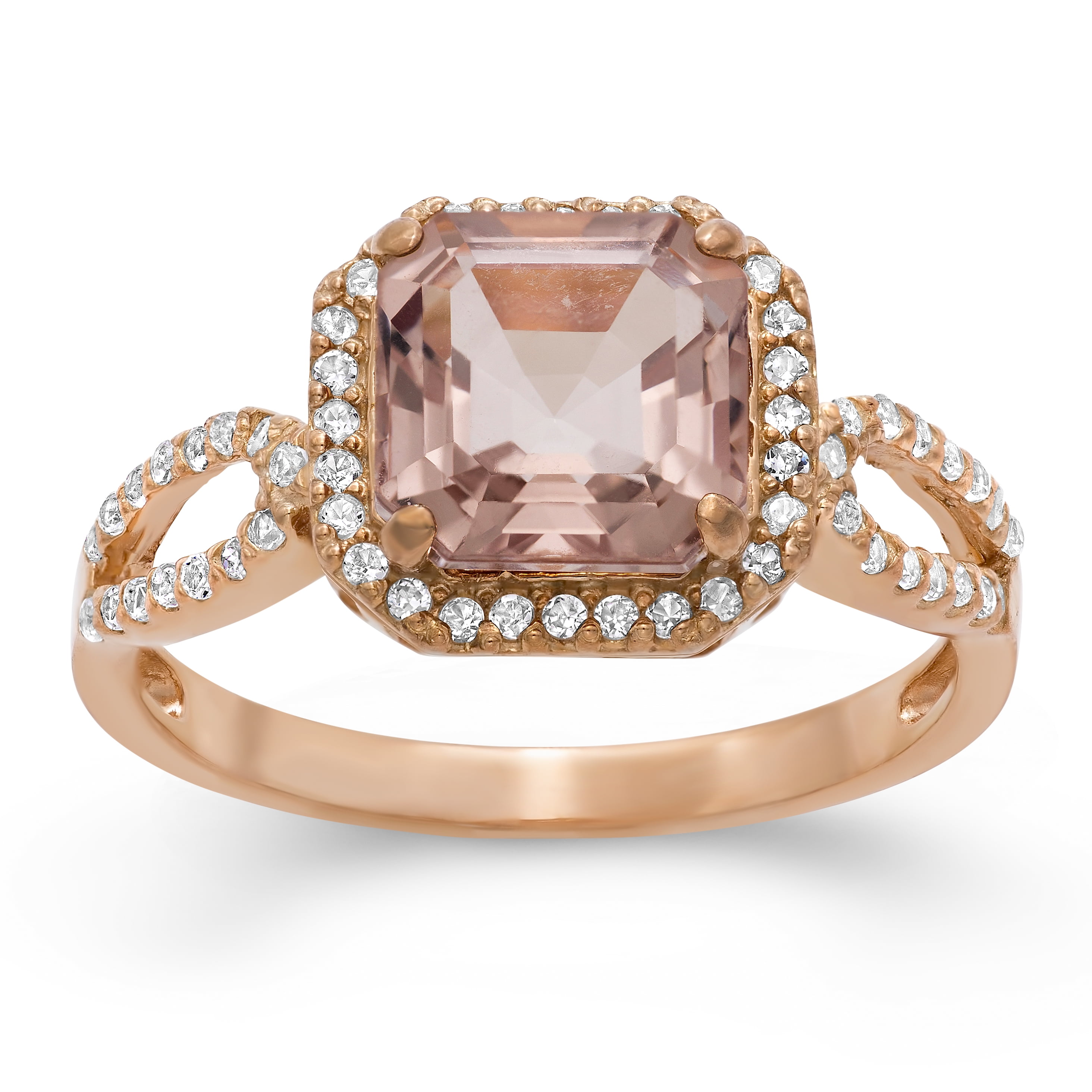 Sterling silver simulated morganite ring