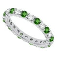 thumbnail image 1 of Sterling silver with Green Emerald and Natural White Topaz Eternity Band Ring, 1 of 3