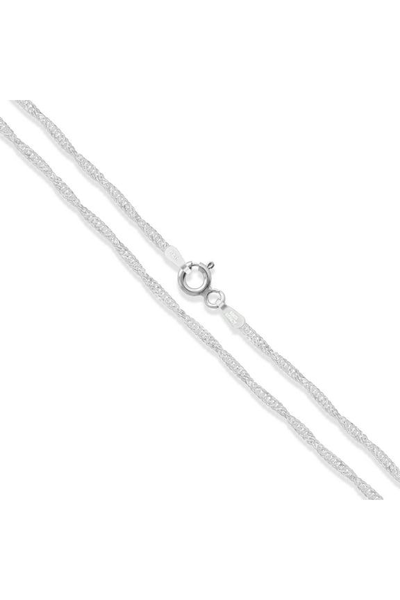SterlingSterling Silver Singapore Rope Chain 1mm 925 Italy Twisted Curb Necklace 20" Jewelry Female