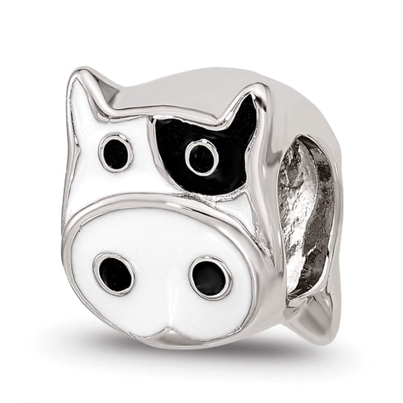 Sterlnig Silver Reflections Enamel Cow Face Bead