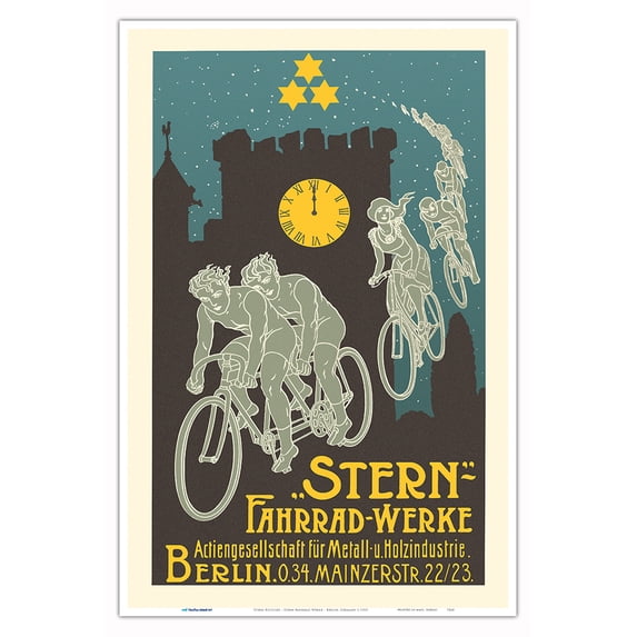 Stern Bicycles - Stern Fahrrad Werke - Berlin Germany - Vintage Bicycle Poster c.1913 - Master Art Print (Unframed) 12in x 18in