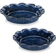 thumbnail image 1 of Stern Ceramic Pie Pan, 9 inch Pie Pans with Ruffled Edge, Deep Pie Dishes for Baking, Round Pie Plates for Apple, Quiche, Pot Pies, Tart, Oven & Dishwasher Safe, Set of 2, Blue, 1 of 5