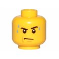 thumbnail image 1 of Stern Expression w/ Sweat Drops, Male (Yellow Flesh) - Official LEGO® Minifigure Head, 1 of 1