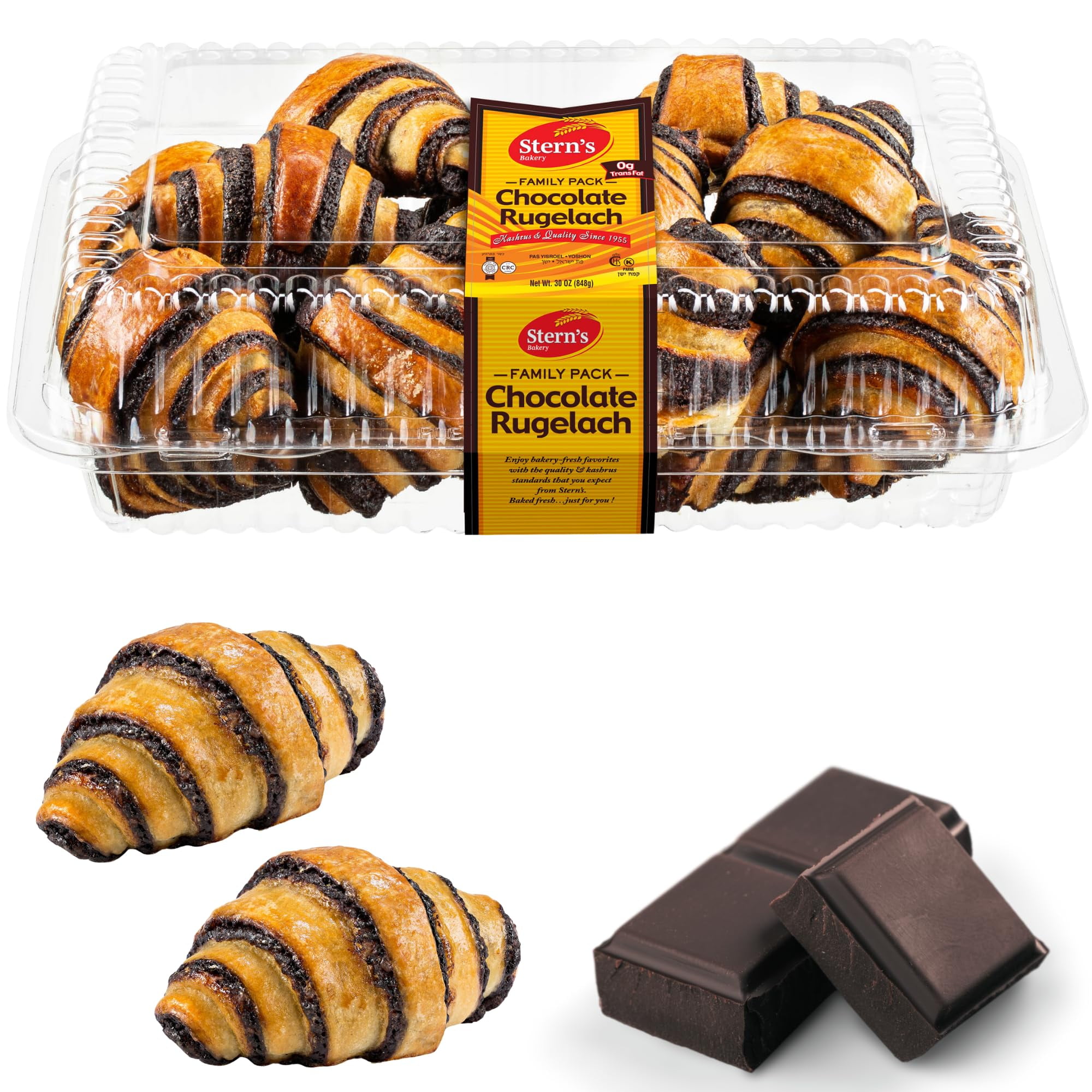 SternS Bakery Chocolate Croissants | Approx 25 Rugelach Pastries | Chocolate Cakes | Holiday Food Gifts, Thanksgiving, Christmas, New YearS | Dairy & Nut Free Bakery