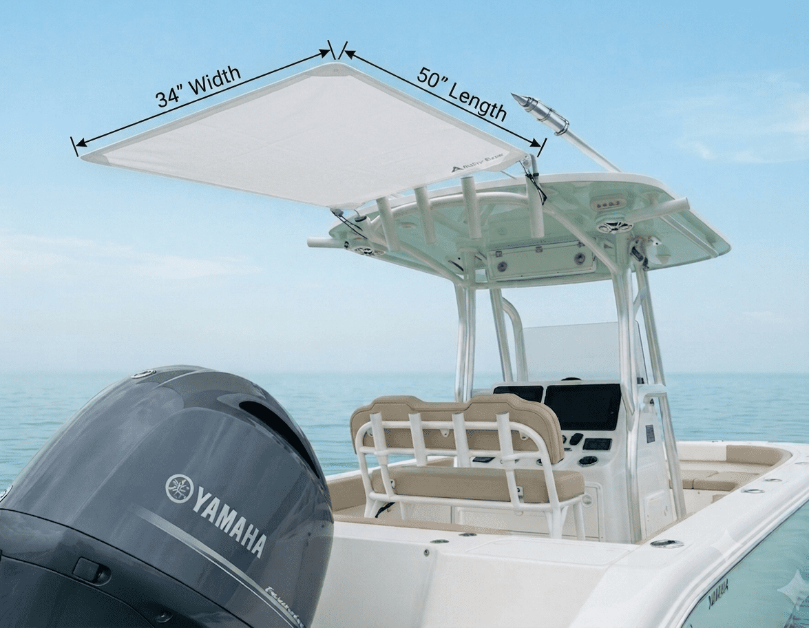 center console fishing boat accessories Fishmaster Original T-Top for Boats - Universal Fit, Foldable Design - White Powder Coat molded plastic with PTEF coating for stain resistance; Dev Fishing 6.5 x5.5 Black