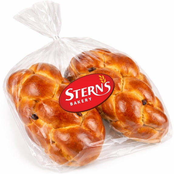 Stern's Bakery Kosher Fresh Raisin Challah Bread 16 Ounce - Traditional Raisin Bread for your Holiday or Shabbat Table ( 2 Braided Raisin Challah Per Pack ) (Braided Raisin Bread)