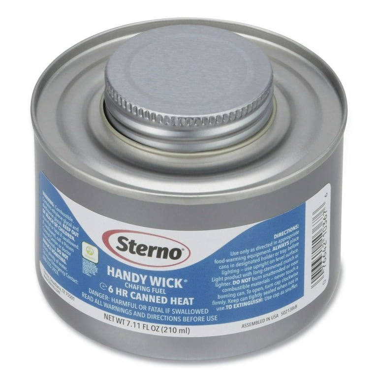 Handy Wick Chafing Fuel, Methanol, 6 Hour Burn, 7.11 oz Can, 24/Carton Handy Wick Chafing Fuel, Methanol, 6 Hour Burn, 7.11 oz Can, 24/Carton