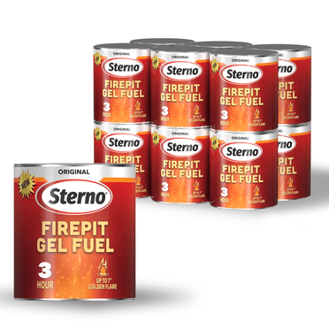 Sterno 12-Pack Firepit Gel Fuel - 3 Hours of Burn Time, Realistic Wood Crackling Sounds - Smokeless & Odorless, No Ash, & Soot - All-Weather Burner for Indoor Fire Pit & Outdoor Fire Pit