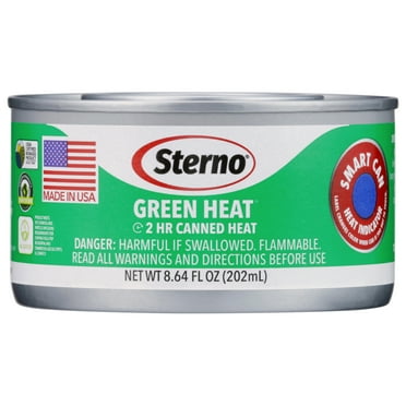 Sterno 2-Hour Green Heat Ethanol Gel Chafing Fuel, UL Validated, USDA Bio-Based, Smart Can Indicator, 5.99oz