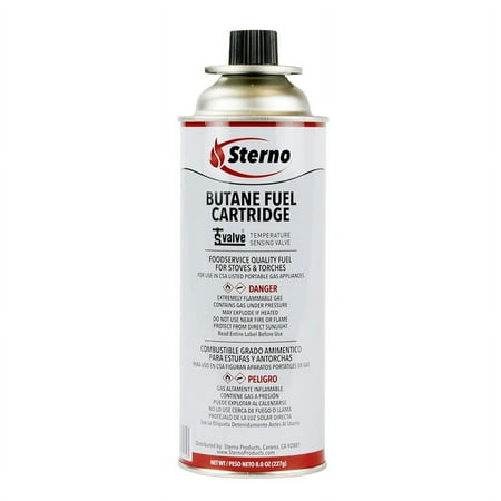 Sterno 50190 8-Ounce Butane Fuel Cartridge with Temperature Sensing Valve, 12-Pack