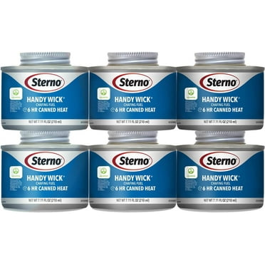 Sterno Fuel Cans - 6-Hour Burn, (6-Pack) Chafing Dish Fuel Can Burners for Food Warmer, Resealable Twist Chafer Fuel Canned Heat, Handy Wick