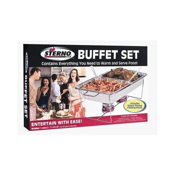 Sterno Buffet Set Reusable Aluminum Chafing Dishes with Wire Rack (Set of 8)