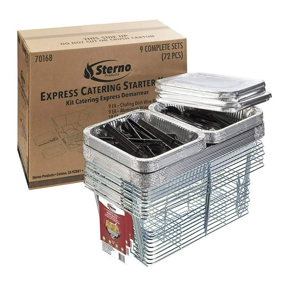 Sterno Chafing Dish Buffet Set - Chafing Dishes for Buffet, Catering Supplies Buffet Display - Pack of 9 Chafing Dish Set (Warming Fuel Sold Separately)