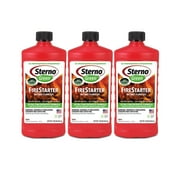 Sterno Fire Starter Fluid Gel Green FireStarter for Instant Flame, Concentrated Ethanol Fuel for Camp Fire or Fireplace, All-Weather Ethanol Burner for Outdoor, 16 Oz Each, Pack of 3 Bottles