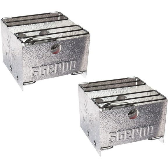 Sterno Foldable Stove - Portable Camping Stove for Outdoor Cooking, Easy-to-Assemble Outdoor Cooking Stove - Outdoor Stove for Camping, Picnics, Tailgating, & Emergencies - Pack of 2, Silver