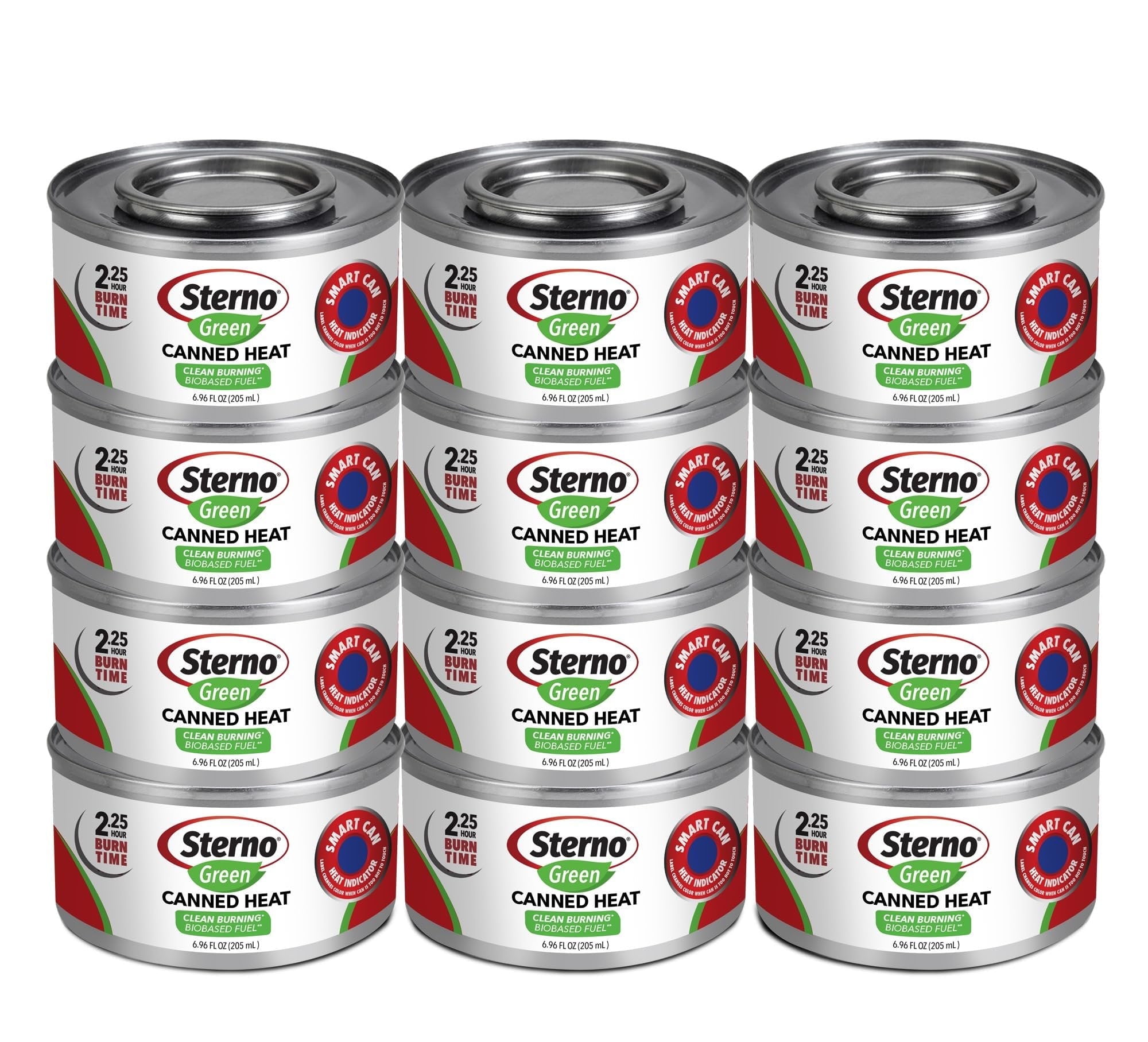 Sterno Fuel Cans - 2.25 Hour Burn, (12-Pack) Chafing Dish Fuel Can Burners for Food Warmer, Chafer Fuel, Green Canned Heat Ethanol