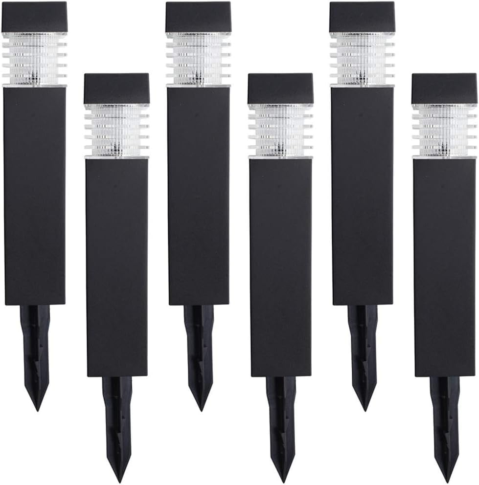 Sterno Home GL42077 Bollard Outdoor Landscape and Pathway Solar LED Lights 6pk, Black