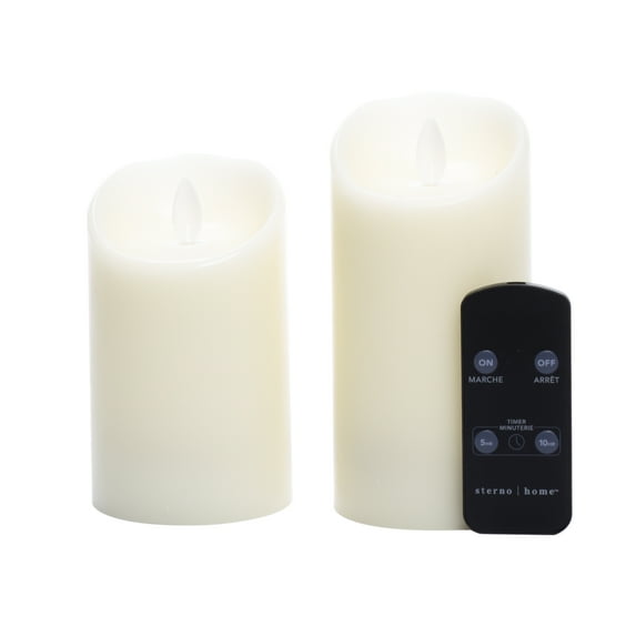 Sterno Home™ Cream LED Wax Pillar Candles, 2ct.