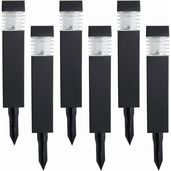 Sterno Home GL42077 Bollard Outdoor Landscape and Pathway Solar LED Lights 6pk, Black