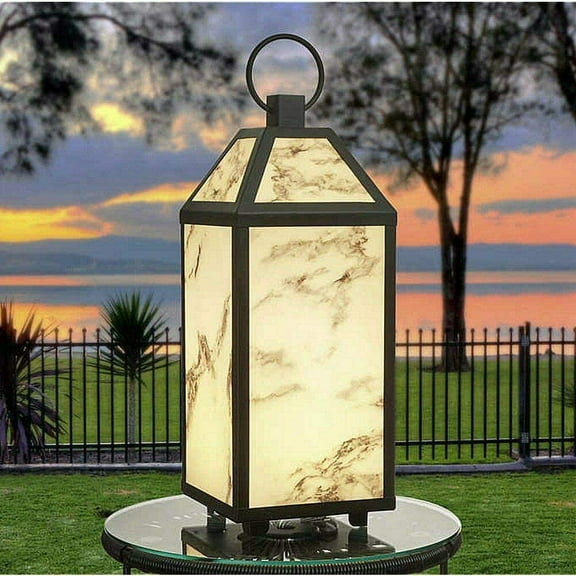 Sterno Home Marble Finish LED Lantern - Indoor/Outdoor - Size 24" x 8"