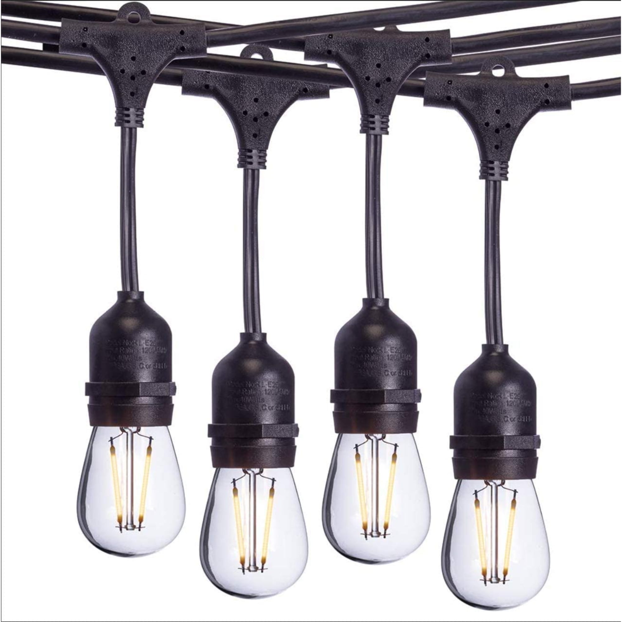 48-Foot Black Edison LED Outdoor String Lights
