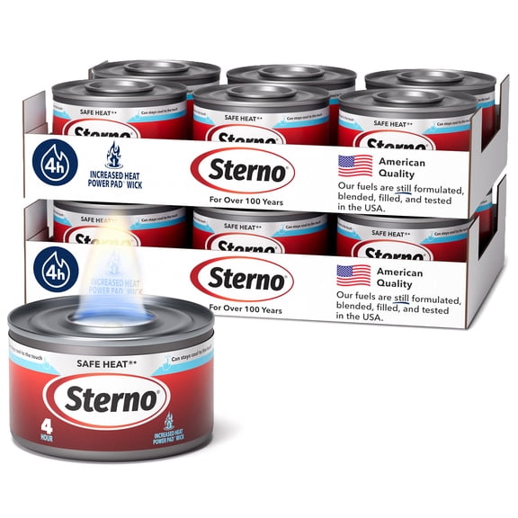 Sterno Fuel Cans - 4-Hour Burn, (12-Pack) Chafing Dish Fuel Can Burners for Food Warmer, Resealable Chafer Fuel Canned Heat, Safe Heat