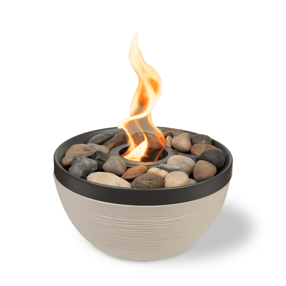 Sterno Tabletop Fire Pit Medium Smokeless Mini Fireplace for Indoor Outdoor Patio & Balcony Decor, Portable Fire Pit 9.5" x 5.25" - Cocoa & Sand