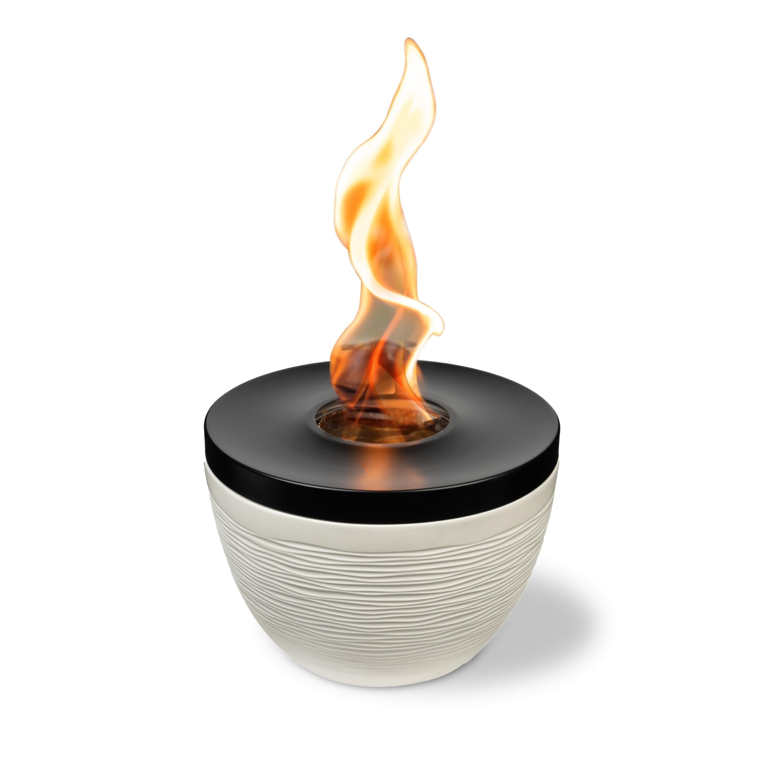Sterno Tabletop Fire Pit Small Smokeless Mini Fireplace for Indoor Outdoor Patio & Balcony Decor, Tabletop Fireplace 6.5" x 5" - Onyx & Ivory