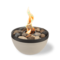 Sterno Tabletop Fire Pit Medium Smokeless Mini Fireplace for Indoor Outdoor Patio & Balcony Decor, Portable Fire Pit 9.5" x 5.25" - Cocoa & Sand
