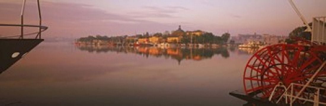 Sternwheeler in a river Skeppsholmen Nybroviken Stockholm Sweden Canvas Art - Panoramic Images (18 x 6)