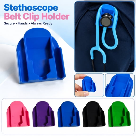 Stethoscope Belt Hanger, Belt Holder, Plastic Organizer, Medical Tool Waist Clip, Portable Stethoscope Storage Buckle, Black 2.5X2.5 Inch Compact Stethoscope Accessory Mount for