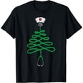 thumbnail image 1 of Stethoscope Christmas Tree Nurse Black T-Shirt Short Sleeve Tee Unisex, 1 of 5