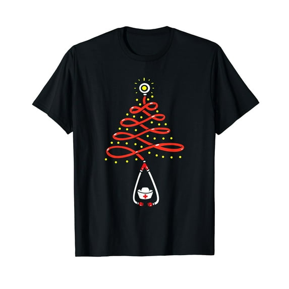 Stethoscope Christmas Tree Nurse Christmas Scrub Xmas T-Shirt