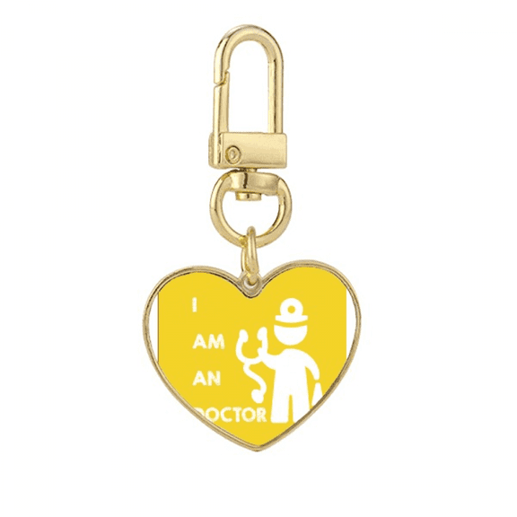 Stethoscope Doctor Body Position Gold Heart Keychain Metal Keyring Holder