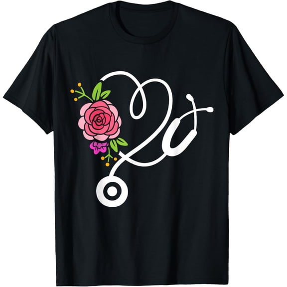 Stethoscope Flower Doctor Nurse Physical Assistant RN T-Shirt