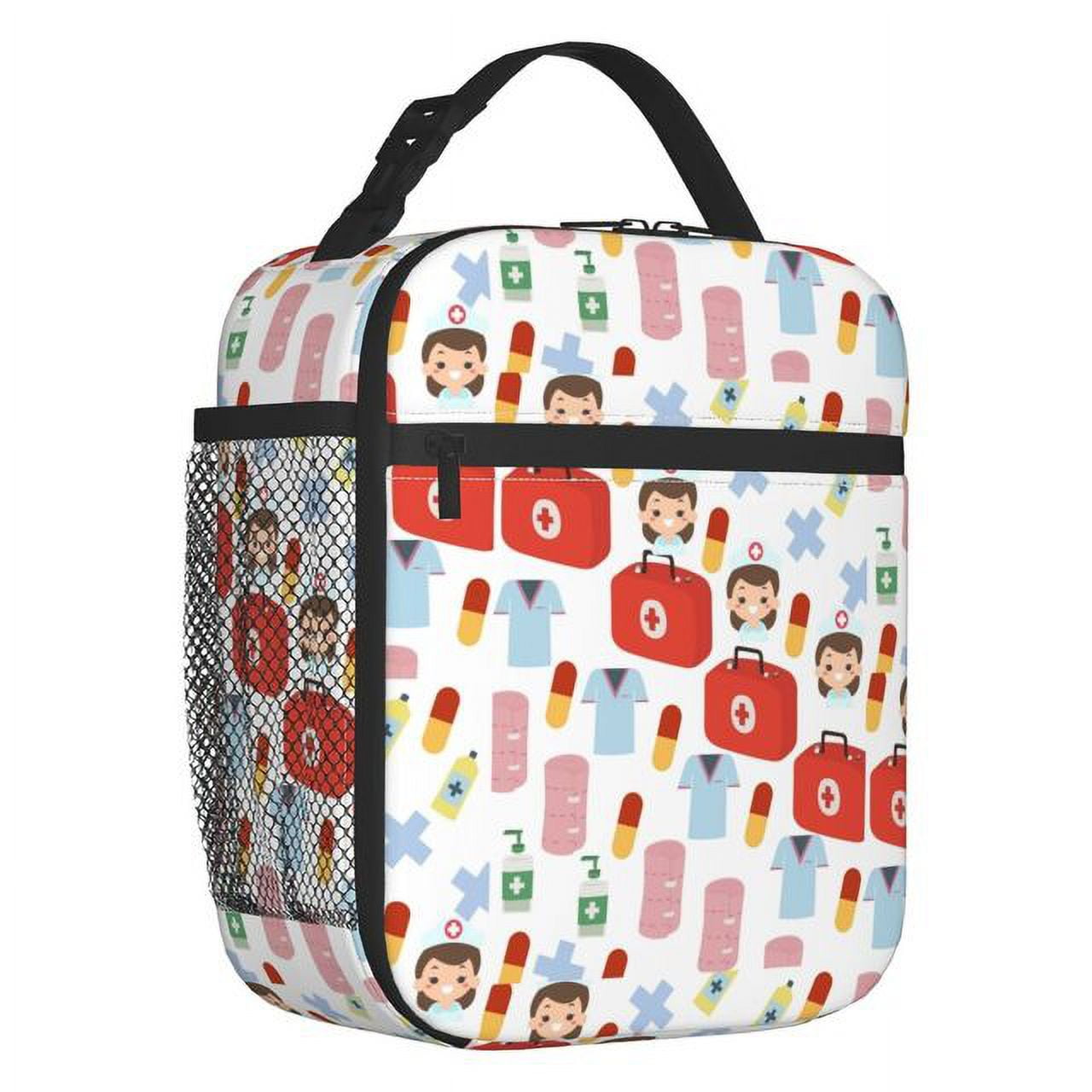Stethoscope Heart Pattern Resuable Lunch Box Cartoon Nurse Nursing Thermal  Cooler Food Insulated Lunch Bag Kids School Children 